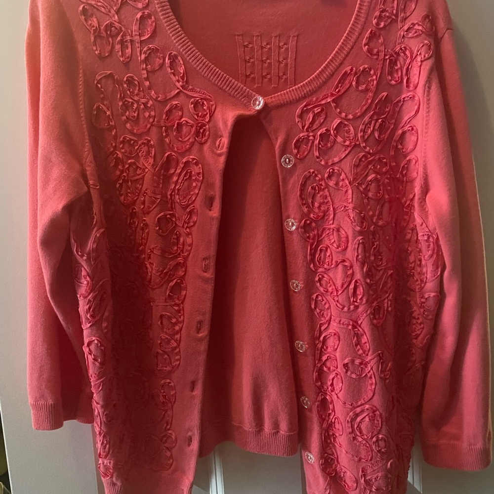 Marisa Christina bracelet sleeve length cardigan with ribbon embroidery